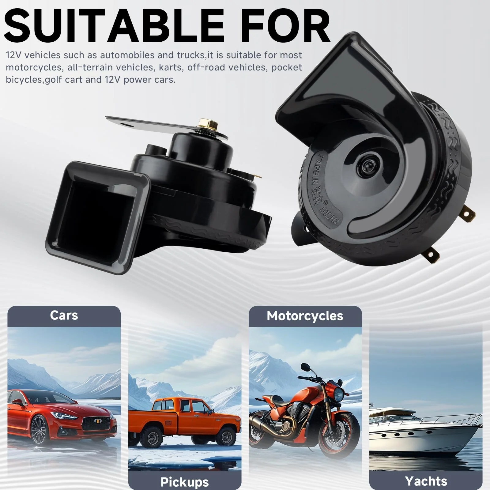 12V Car Horn High and Low Tone Super Loud Waterproof with Relay and Harness - Image 2