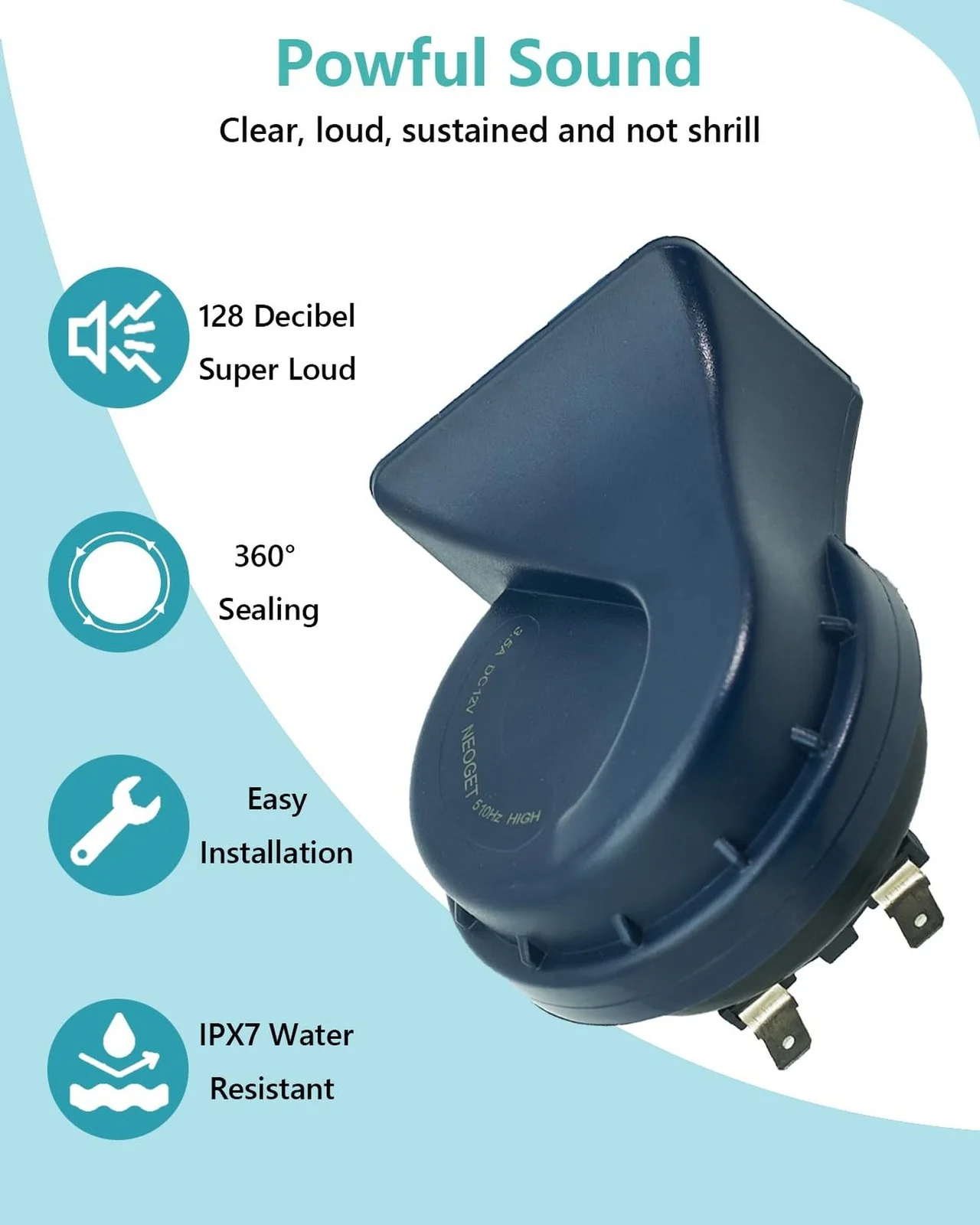 12V Electric Dual Tone Car Horn - Waterproof and Loud - Image 2