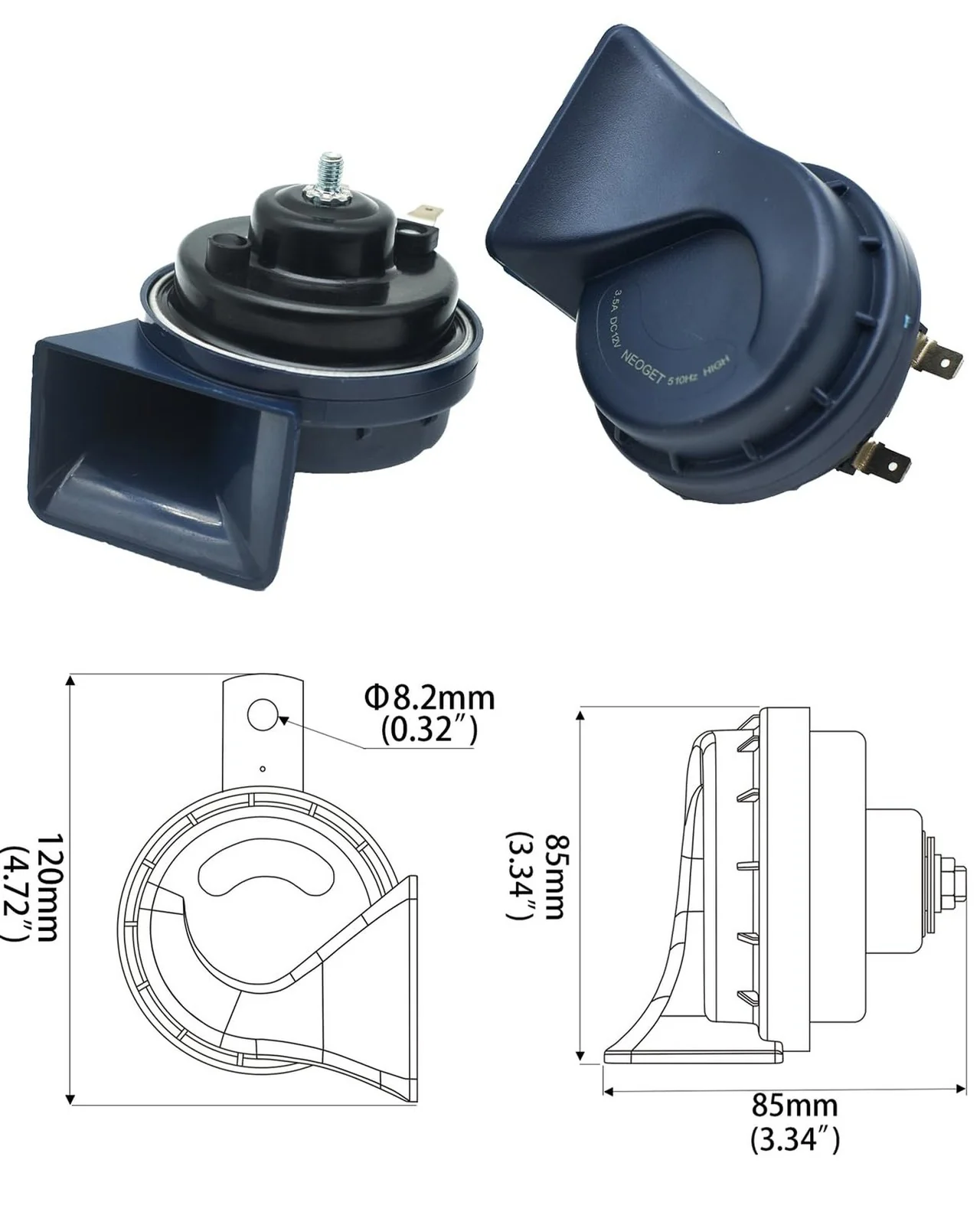 12V Electric Dual Tone Car Horn - Waterproof and Loud - Image 7
