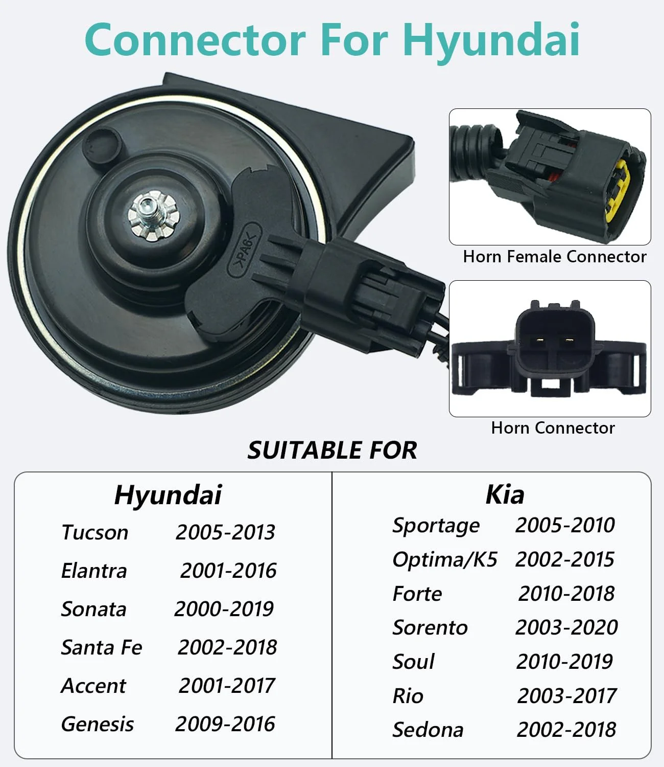 Multifunction Loud Dual Tone Car Horn for Hyundai and Kia with High and Low Sound, Waterproof Auto Horn - Image 5