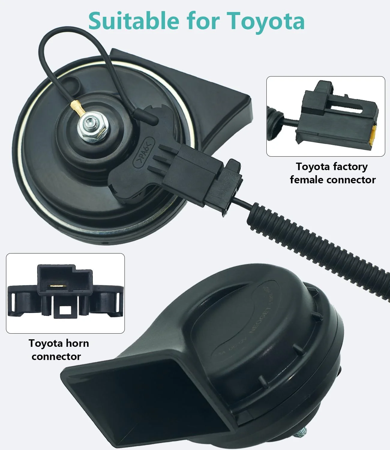 Multifunction Waterproof Car Horn for Toyota with Loud High and Low 2-Tone Auto Sound - Image 3