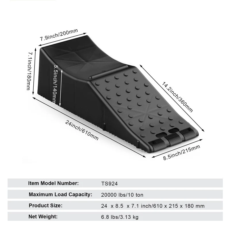 Portable Durable Plastic Car Ramp with Tandem Wheels Supports Up to 20,000 lbs Safety Design - Image 8