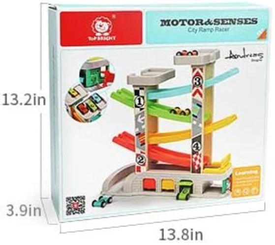 Race Track Car Ramp Set for Toddlers Aged 2-4 with 4 Vehicles - Image 9