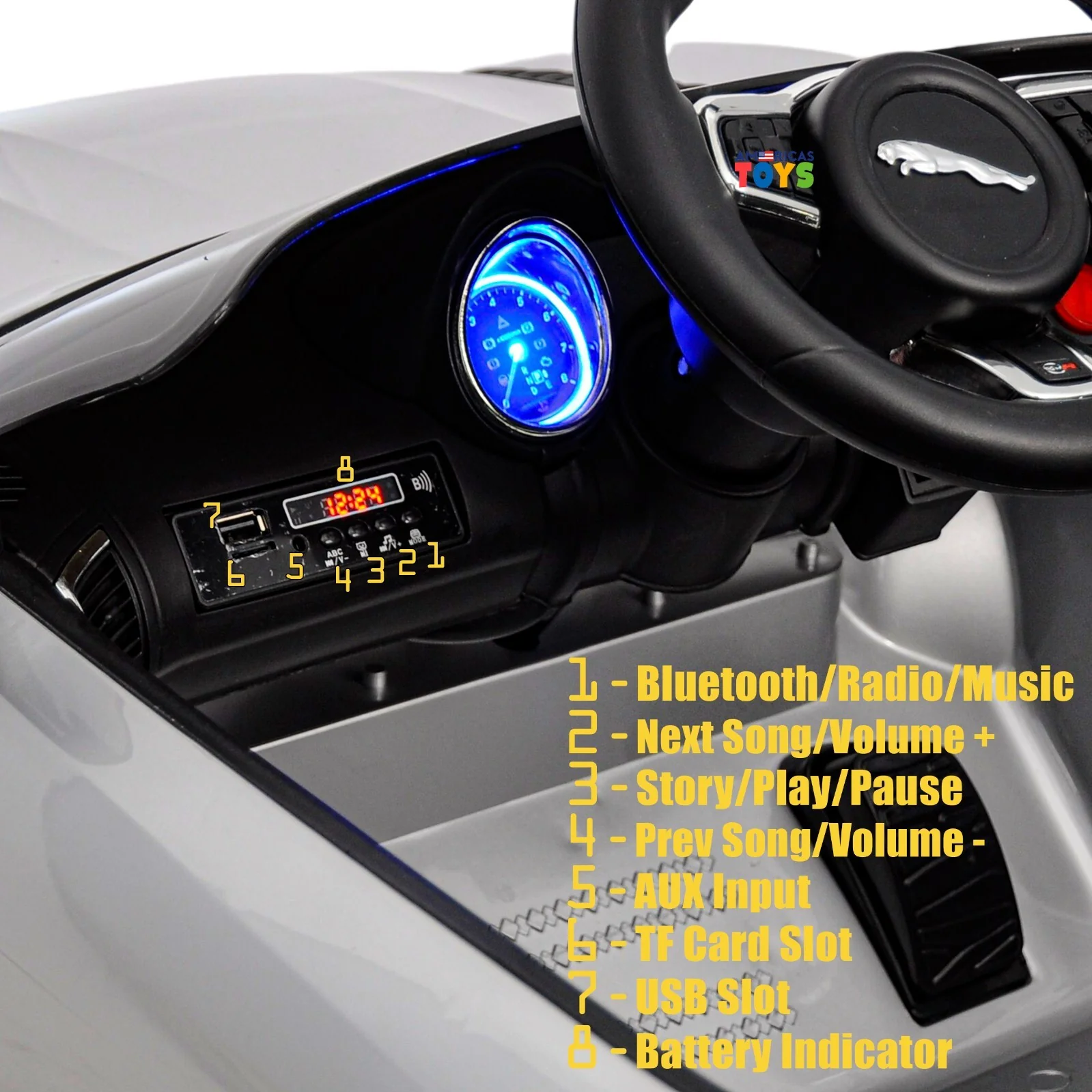 Kids Licensed Jaguar Ride-On Car with R/C and MP3 Player in Multiple Colors - Image 8