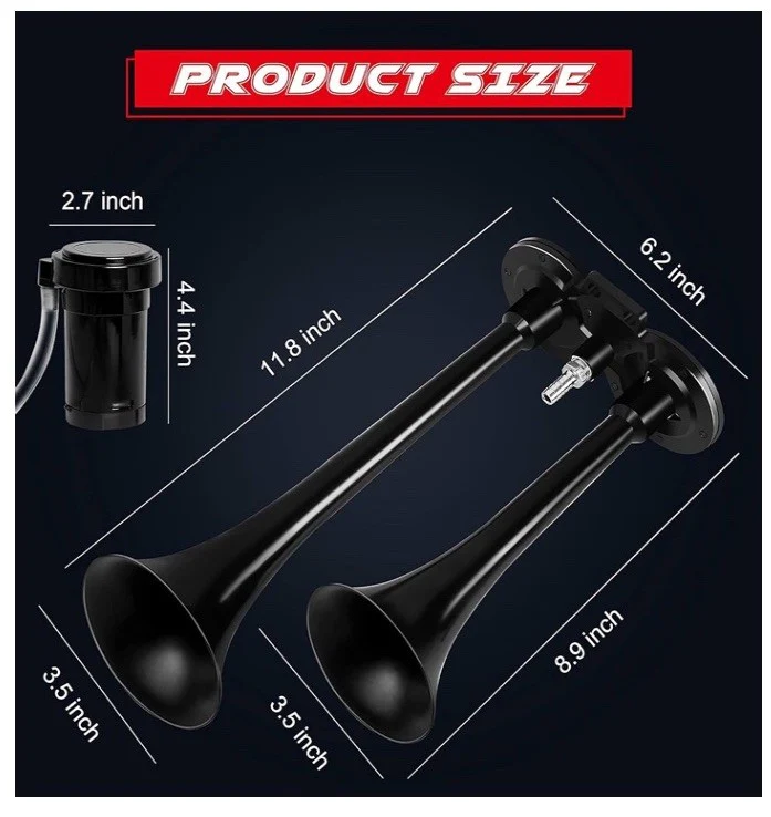 150dB Super Loud Air Horn Kit for Trucks, Boats, Cars, and Trains - Image 2