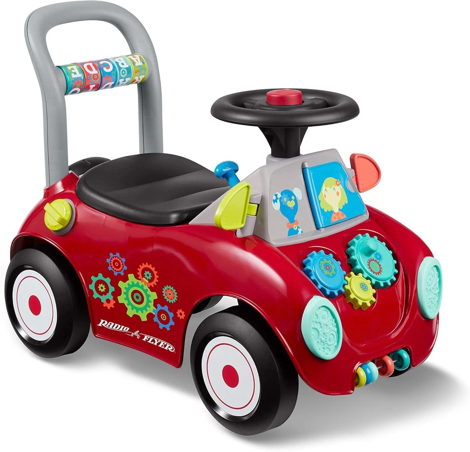 Carrito de empuje para niños con bocina, música y espacio de almacenamiento