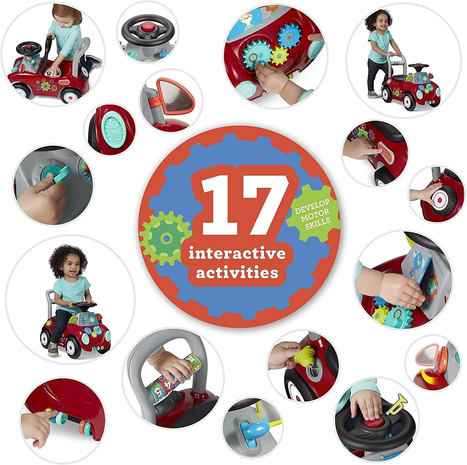 Carrito de Empuje para Niños con Bocina, Música y Espacio de Almacenamiento - Image 3