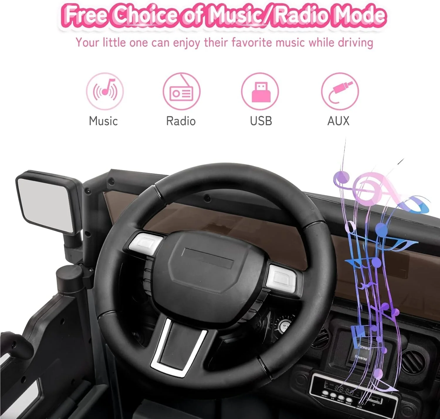 Electric Ride-On Car for Kids Ages 3-5 with Lights for Riding and Playing - Image 2