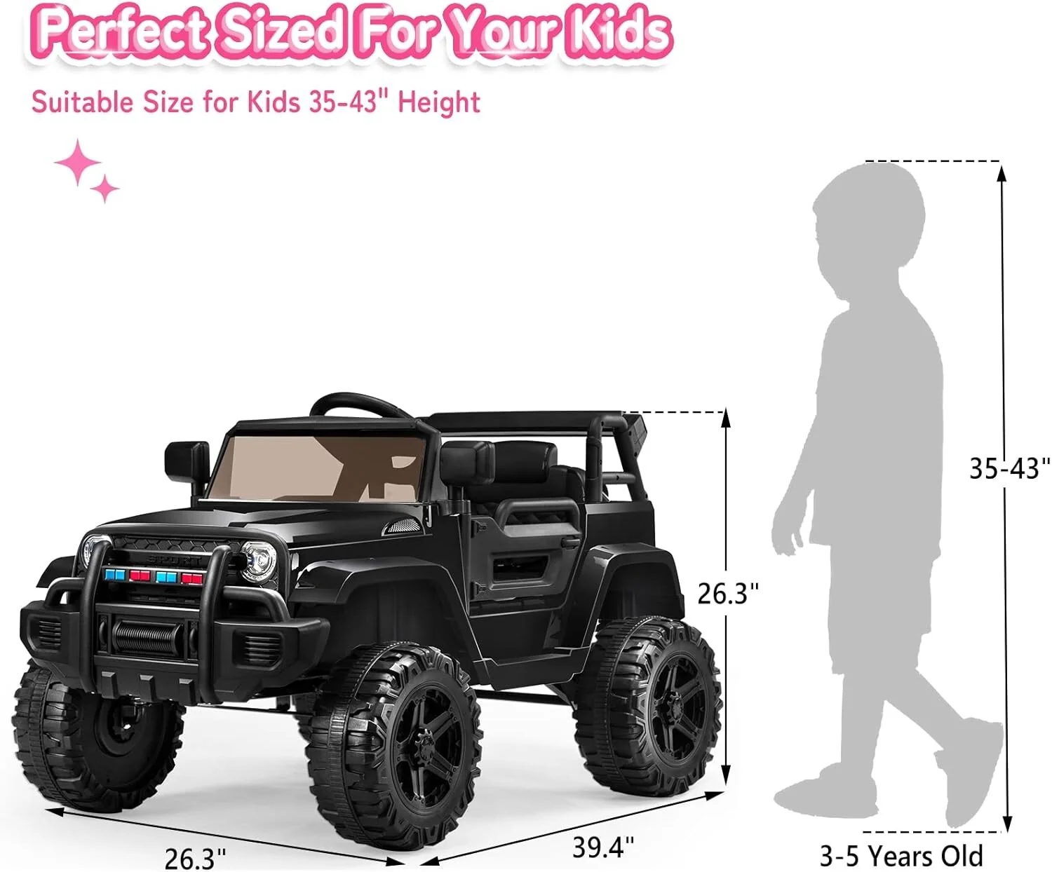 Electric Ride-On Car for Kids Ages 3-5 with Lights for Riding and Playing - Image 4