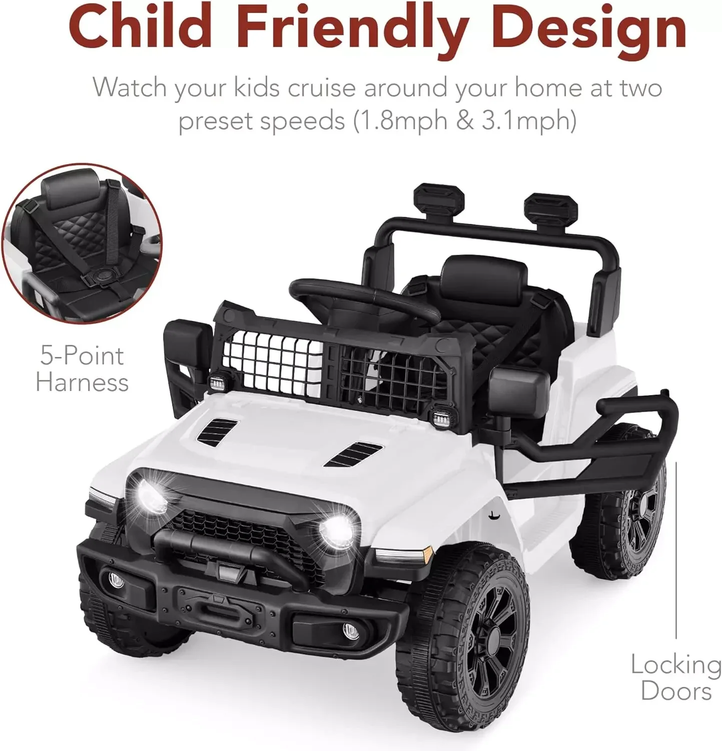 Coche Eléctrico Para Niños De 3 a 5 Años Con Luces Para Montar y Conducir - Image 14