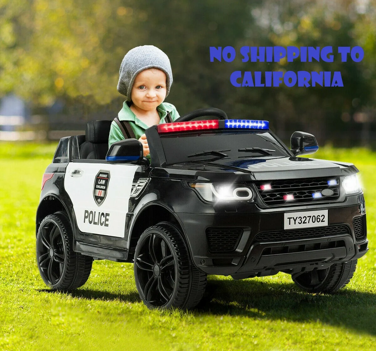 Electric Police Car for Kids 12V Rechargeable Battery with Sounds, Music, and Bluetooth - Image 2