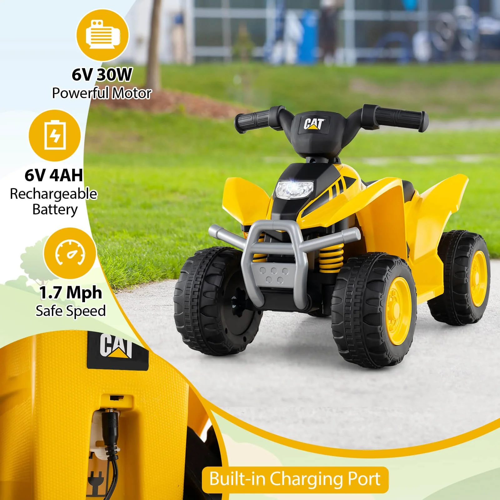 Licensed Kids Ride-On ATV with Horn, Sound, LED Headlight, and Foot Pedal - Image 8