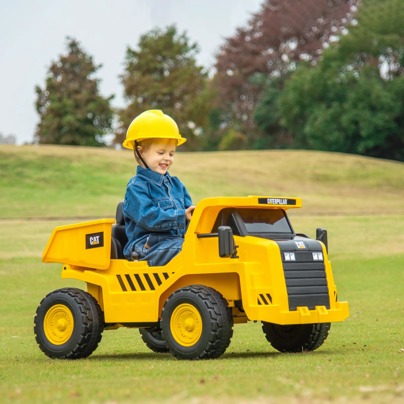 12V Electric Ride-On Excavator with Remote Control, Licensed Yellow Model