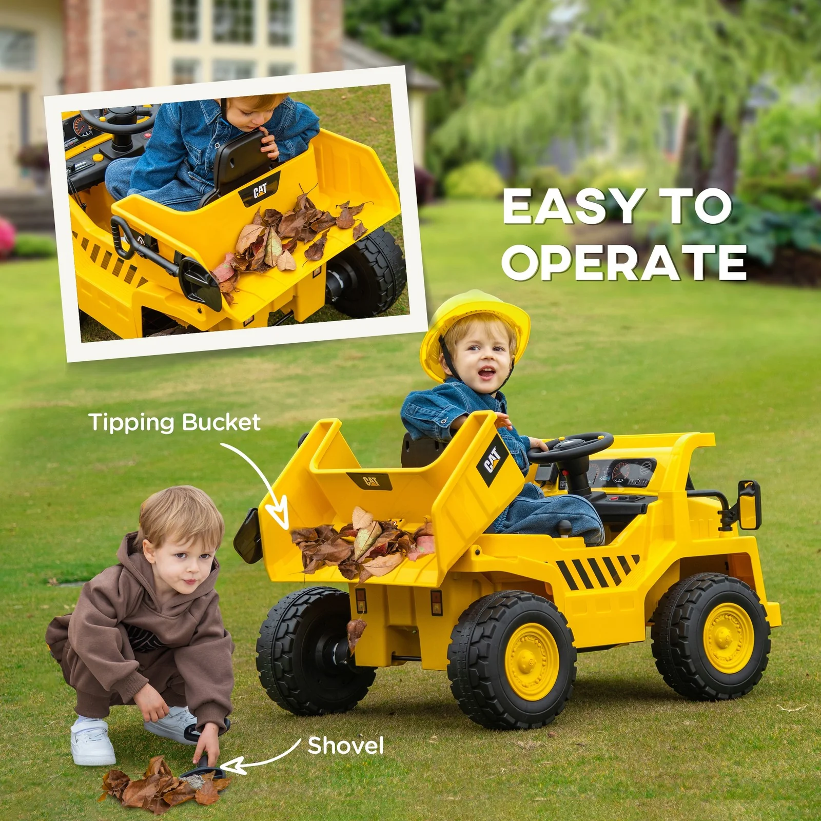 12V Electric Ride-On Excavator with Remote Control, Licensed Yellow Model - Image 6