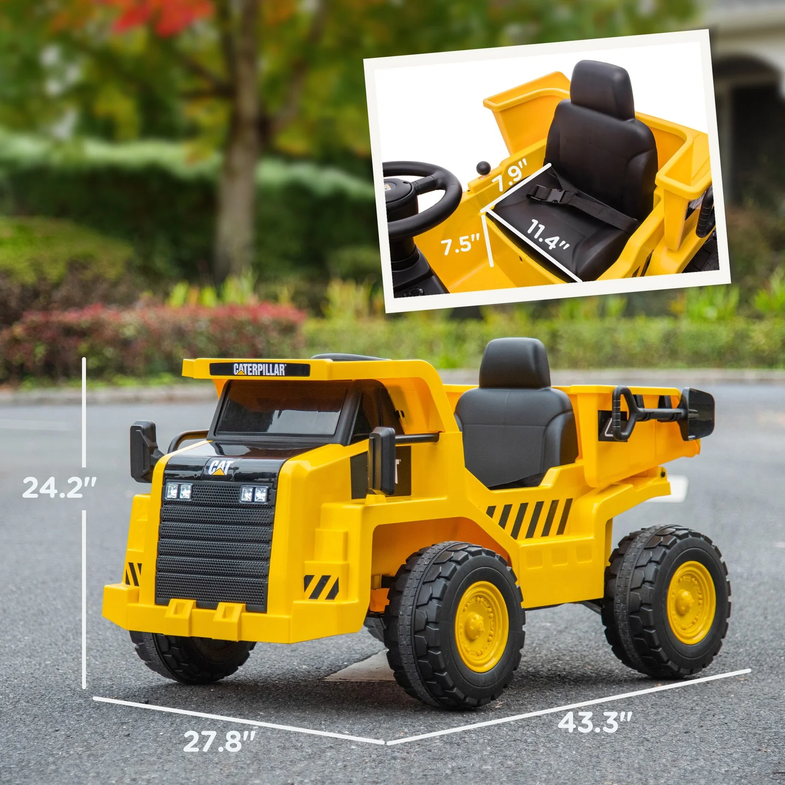 12V Electric Ride-On Excavator with Remote Control, Licensed Yellow Model - Image 3
