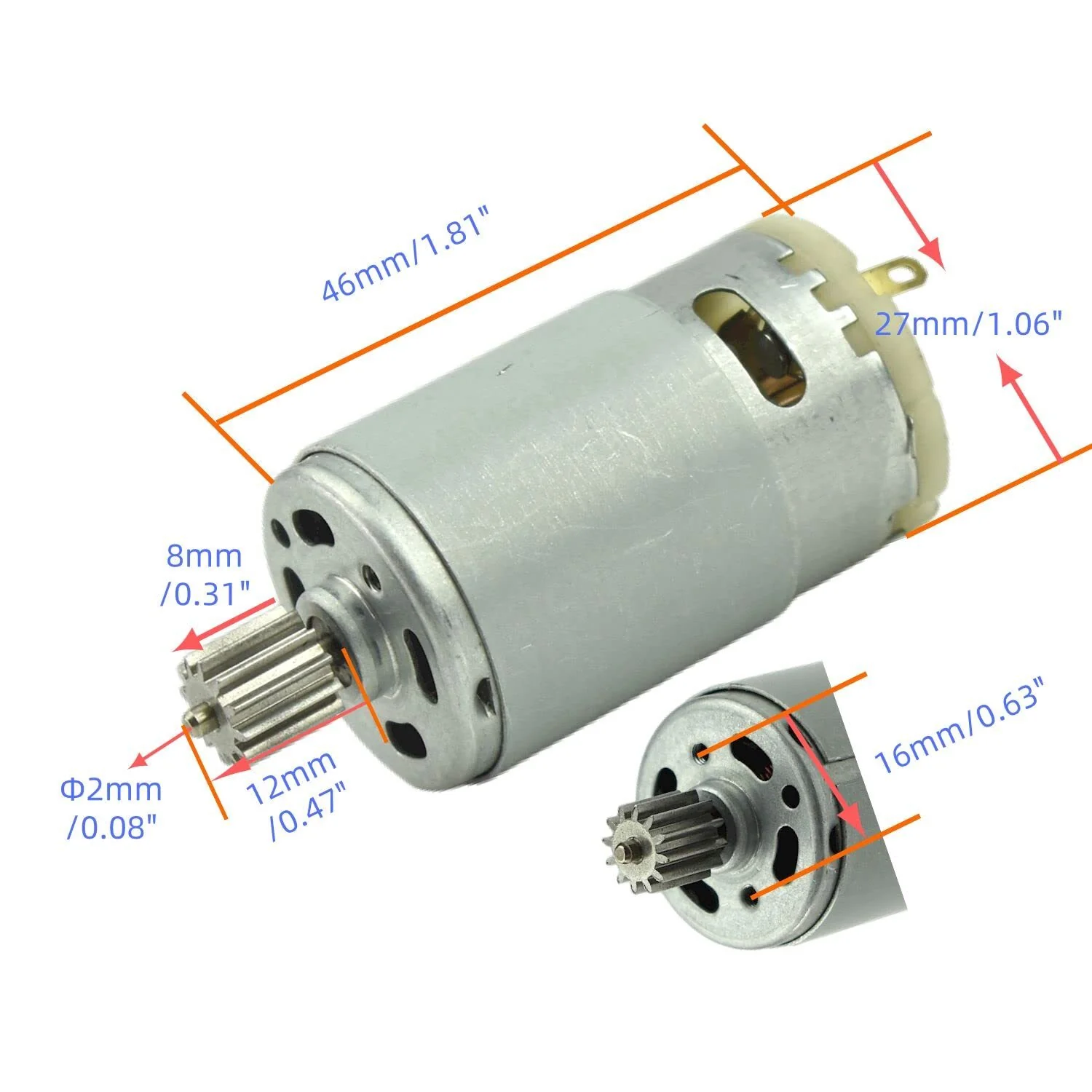 RS390 12V DC Electric Motor 20000RPM with 12 Teeth Gear for Toy Cars - Image 2