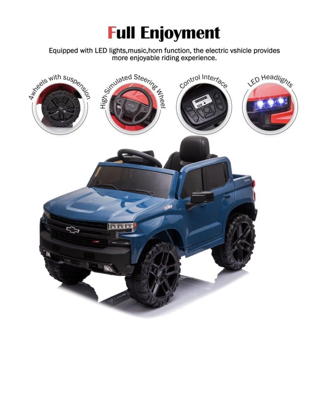 Chevrolet Silverado 12V Electric Ride-On Truck for Kids with 4 Wheels - Image 4