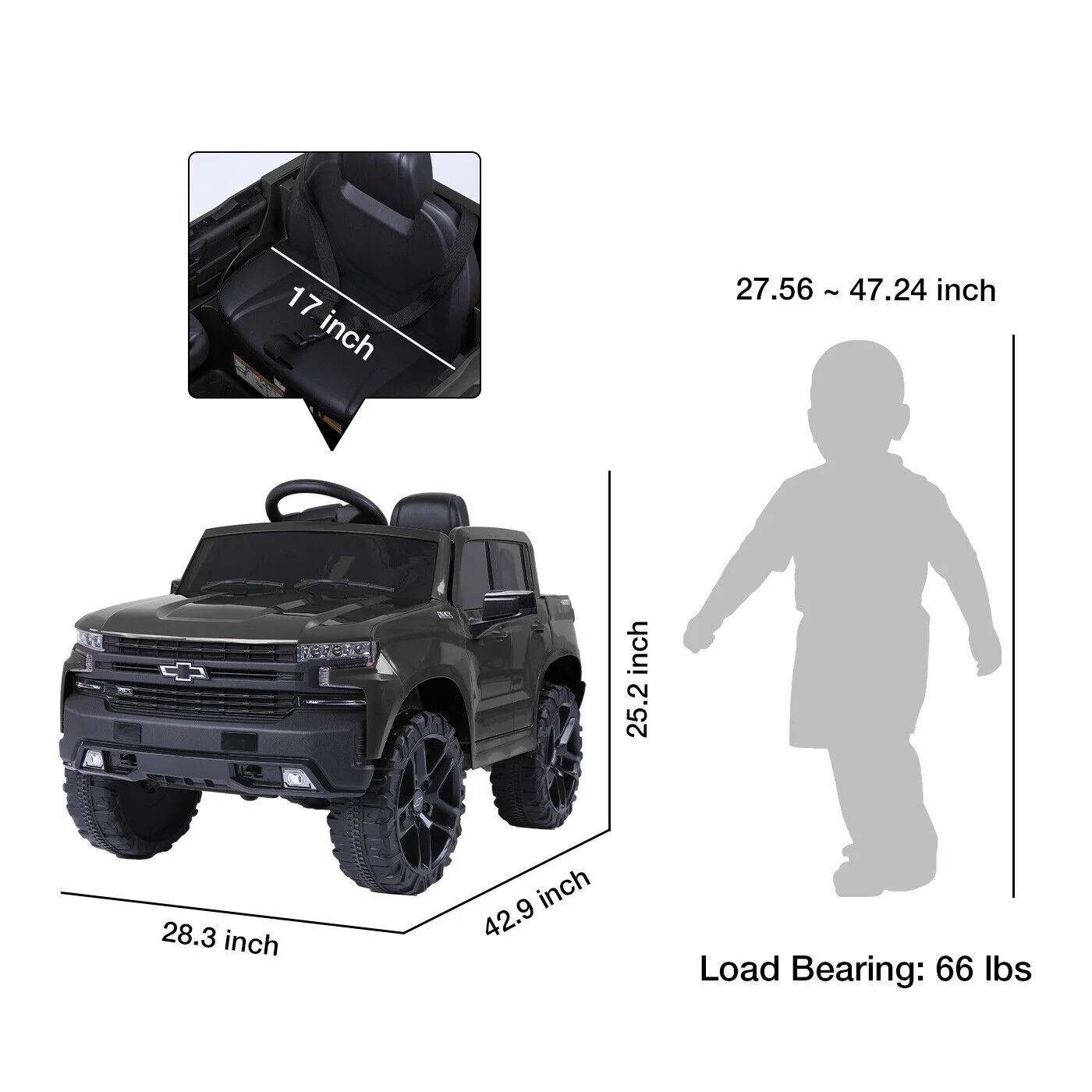Chevrolet Silverado 12V Kids Electric Ride On Car with Remote Control - Image 4