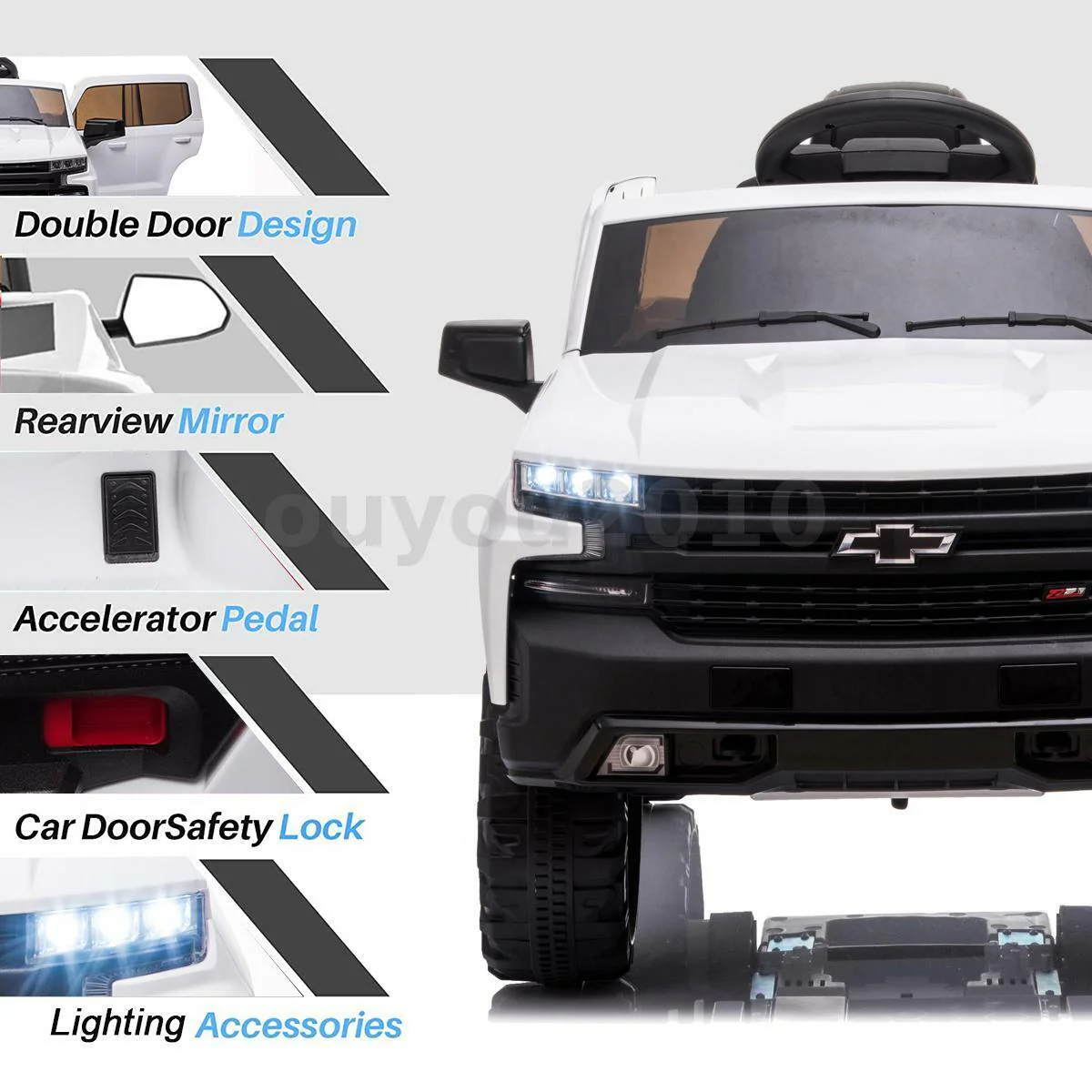 Chevrolet Silverado 12V Kids Ride-On Car with Music, LED Lights, and Remote Control - Image 5