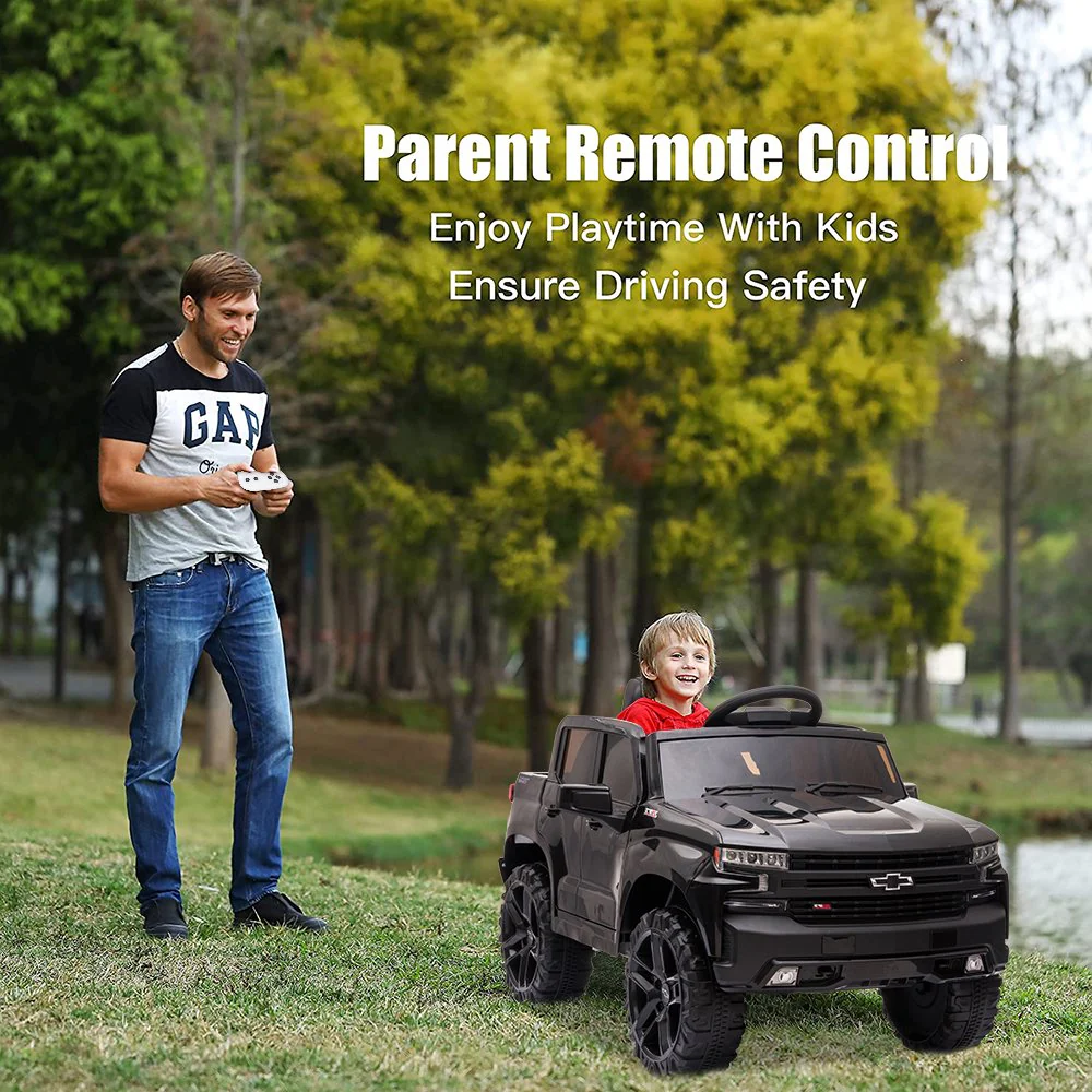 Chevrolet Silverado 12V Kids Ride-On Truck with Remote Control - Black - Image 11