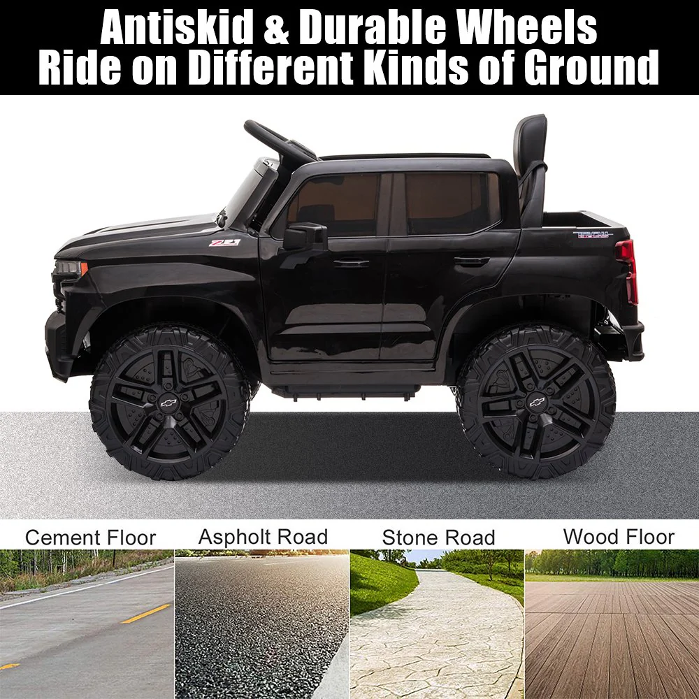 Chevrolet Silverado 12V Kids Ride-On Truck with Remote Control - Black - Image 13