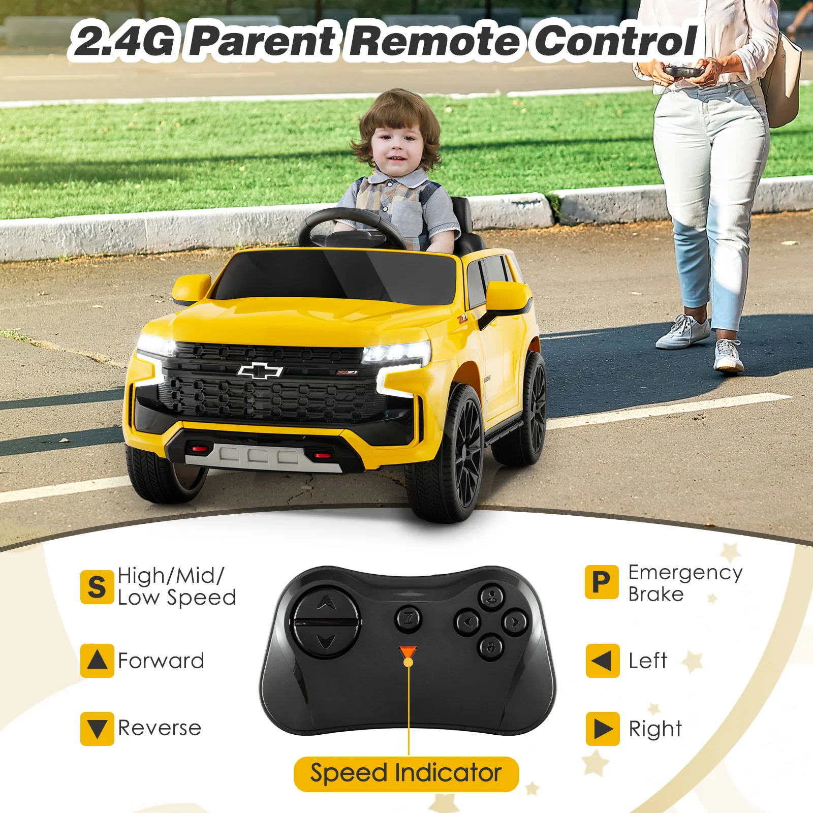 Chevrolet Tahoe 12V Electric Ride-On Truck for Kids with Remote Control, Lights, and Music - Image 22