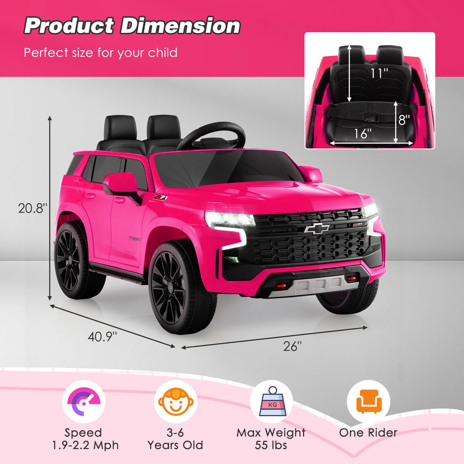 Chevrolet Tahoe Electric Ride-On SUV for Kids with Remote Control, Music, and Lights - 12V - Image 2