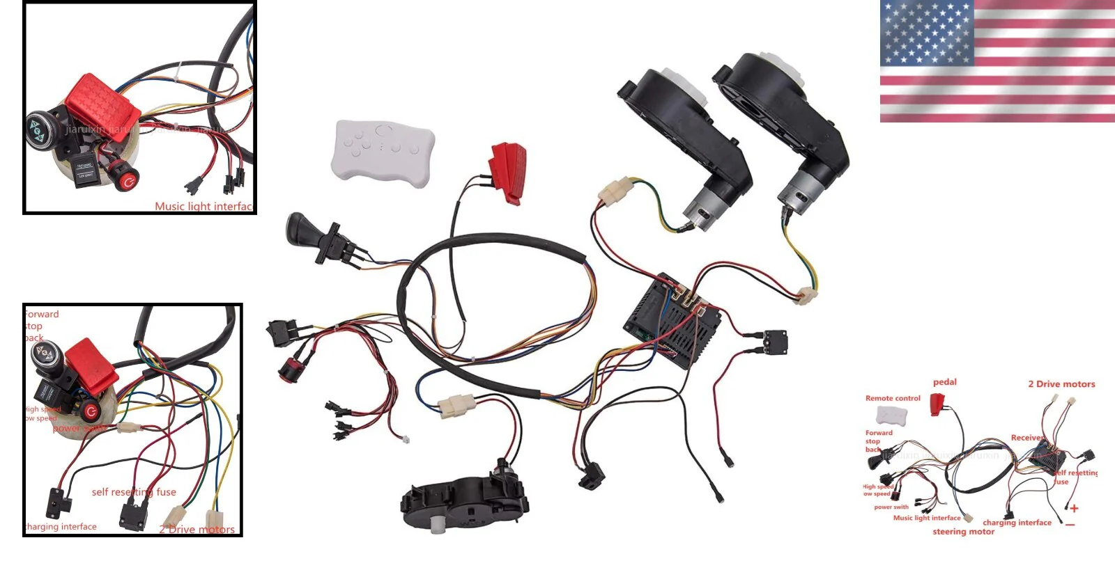Children's DIY Electric Car Kit with No-Solder Wiring Harness and Remote Control Gear - Image 2