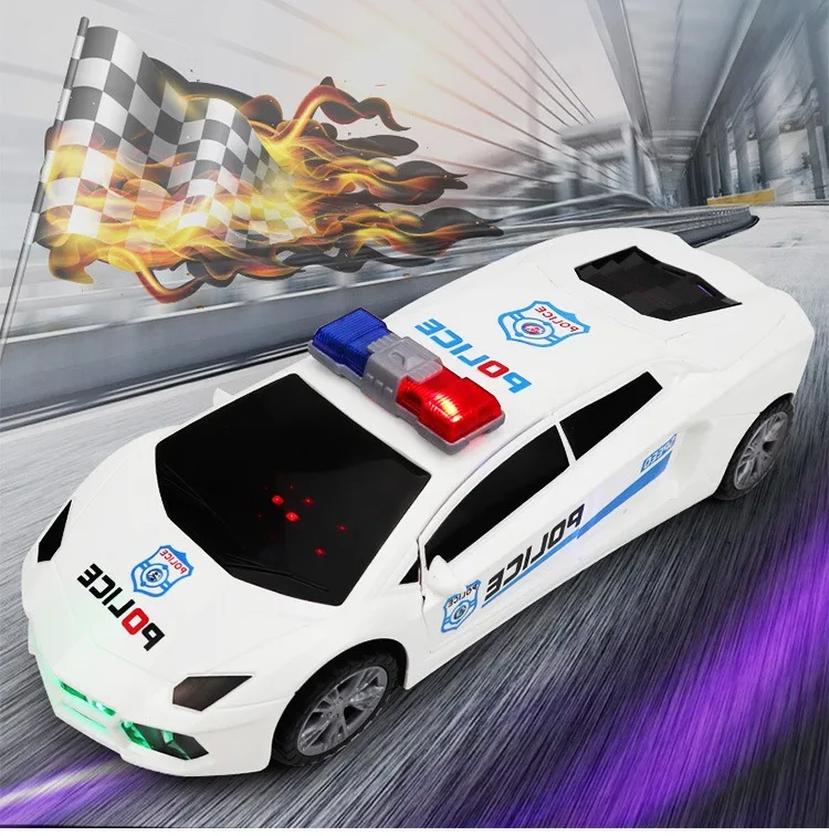 360° Rotating Blue Police Electric Toy Car with Cool Lights and Sounds - Image 5