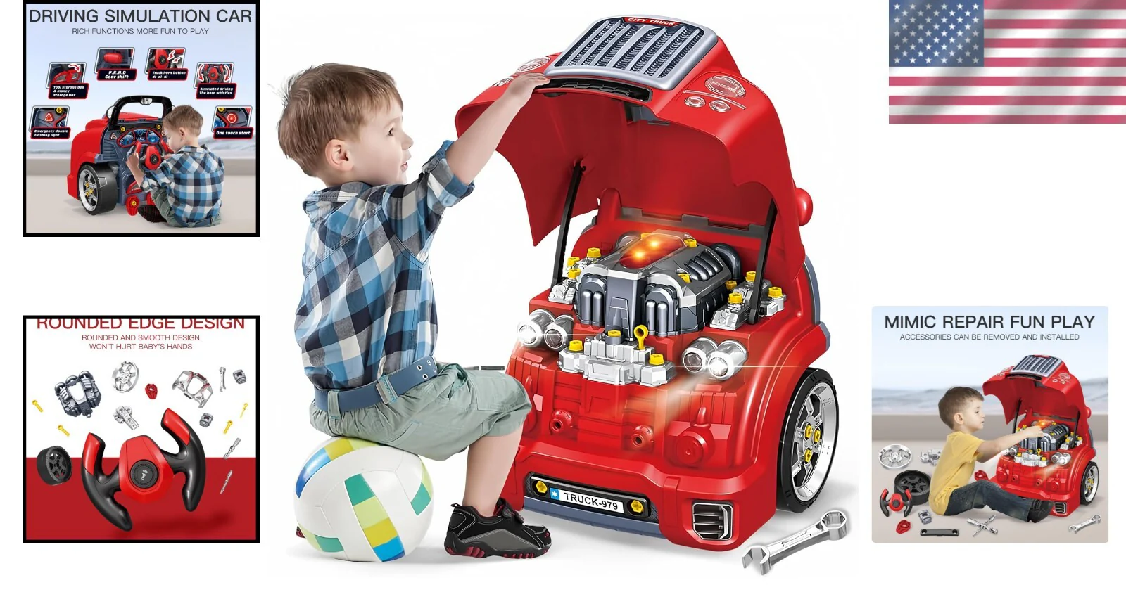 Children's Interactive Truck Engine Toy with Electric Drill, Educational STEM Learning Set - Image 2