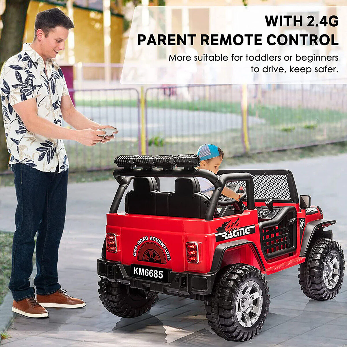 CLARFEY 12V Battery Powered RC Off-Road Jeep for Kids with LED Lights - Image 12