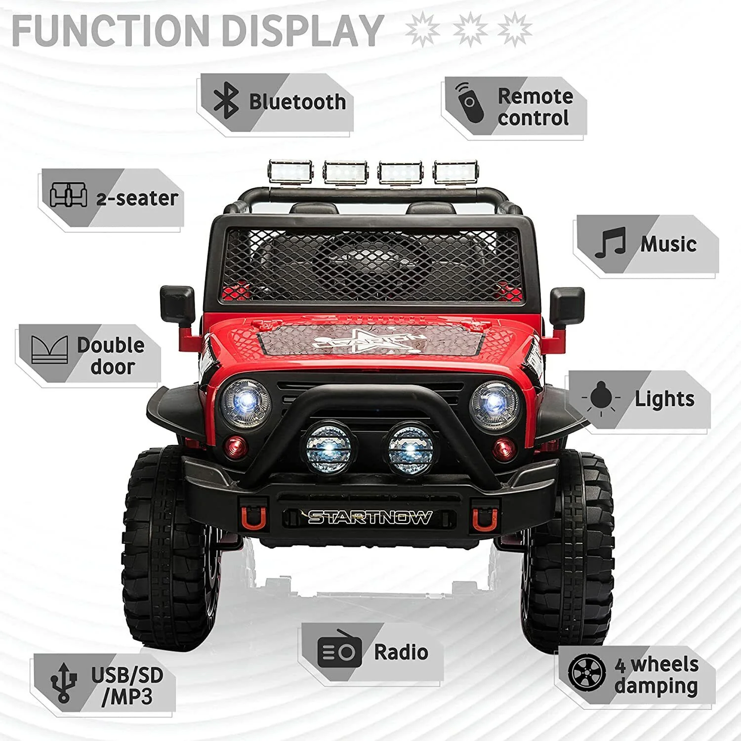 CLARFEY 12V Battery Powered RC Off-Road Jeep for Kids with LED Lights - Image 5