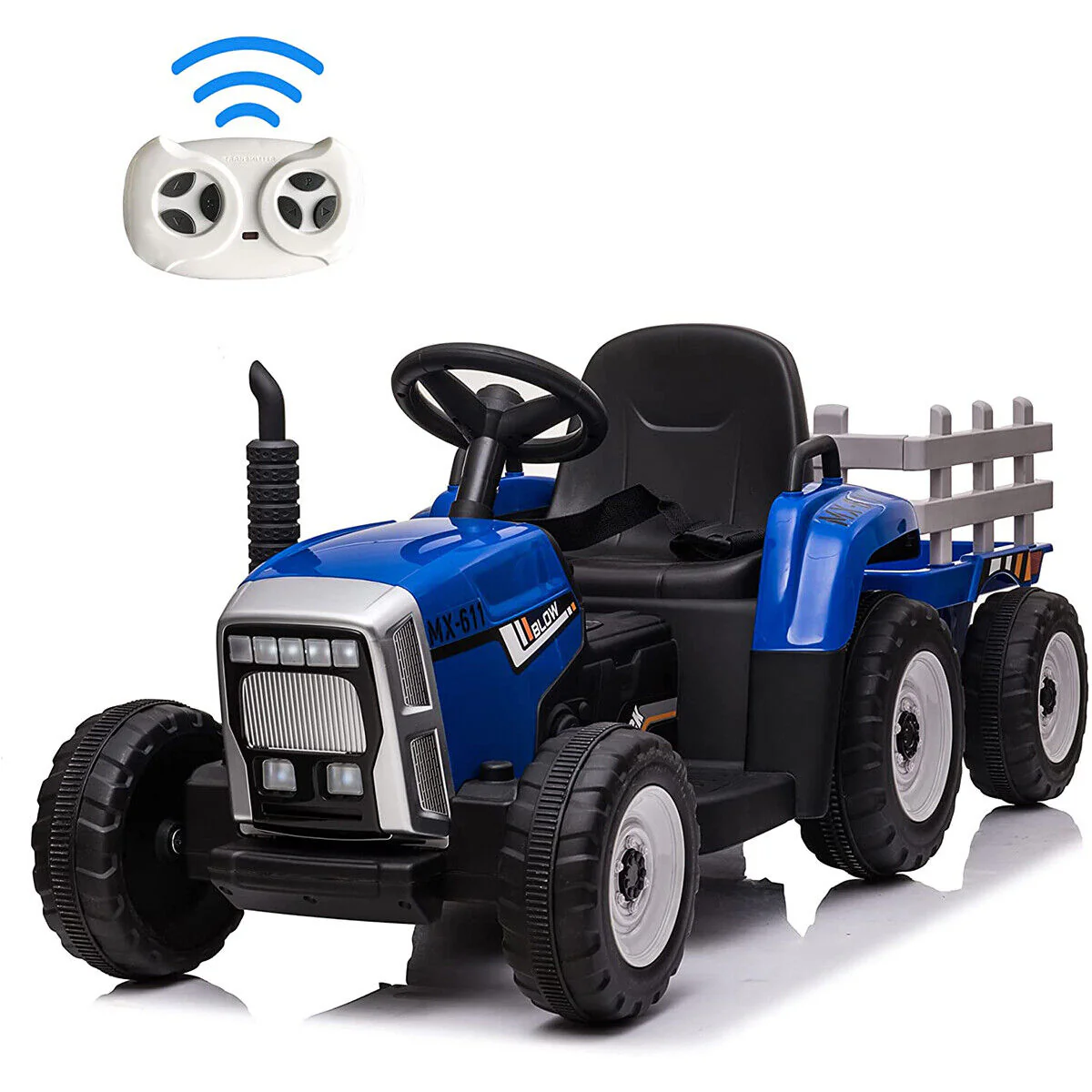 CLARFEY 12V Ride-On Tractor with Trailer and Remote Control for Kids - Music and Fun Included! - Image 2