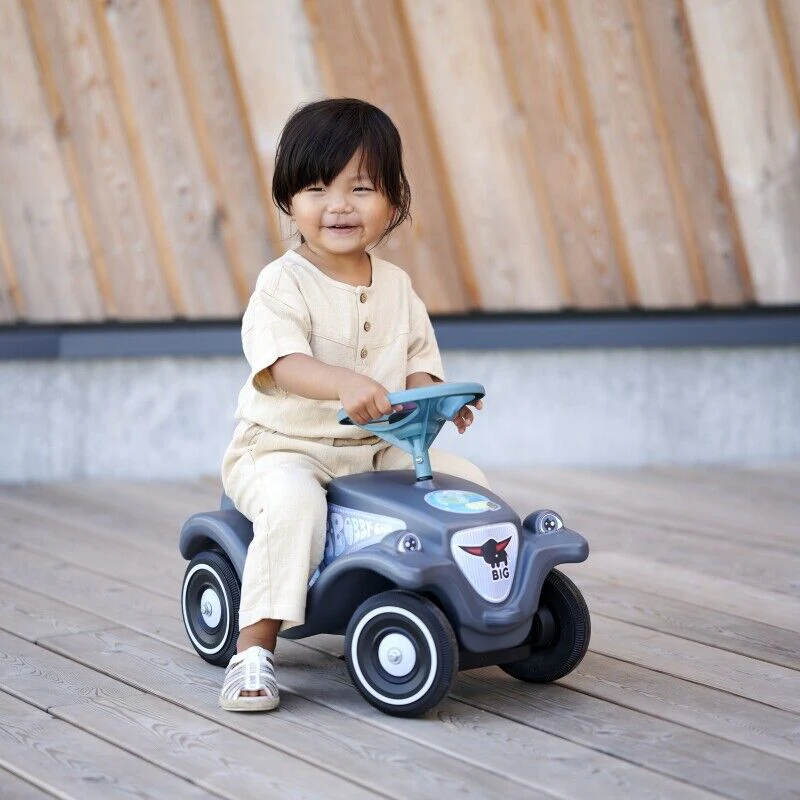 Classic Grey BIG Bobby Car with Horn - Eco-Friendly Ride-On Toy - Image 5