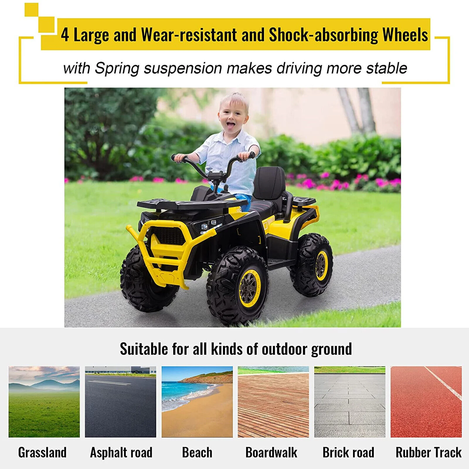 COLOR TREE 12V Kids Electric Quad ATV with Music Player - Supports up to 110lbs - Image 5