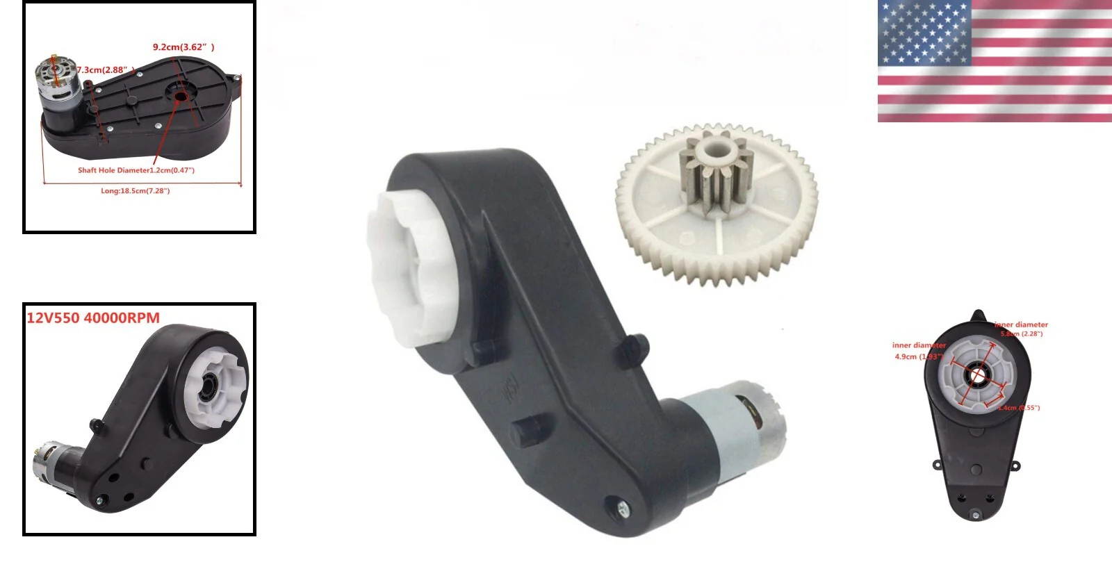 Compact 12V DC Motor with Gearbox Upgrade for Kids Power Wheels and SUVs - Image 2