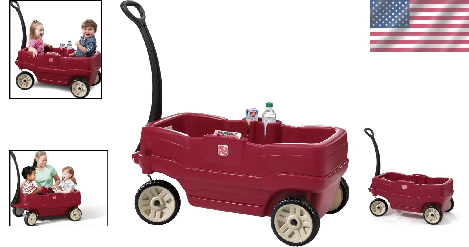 Compact Easy-to-Clean Kids Wagon with Side Storage, 75 lb Capacity - Image 2