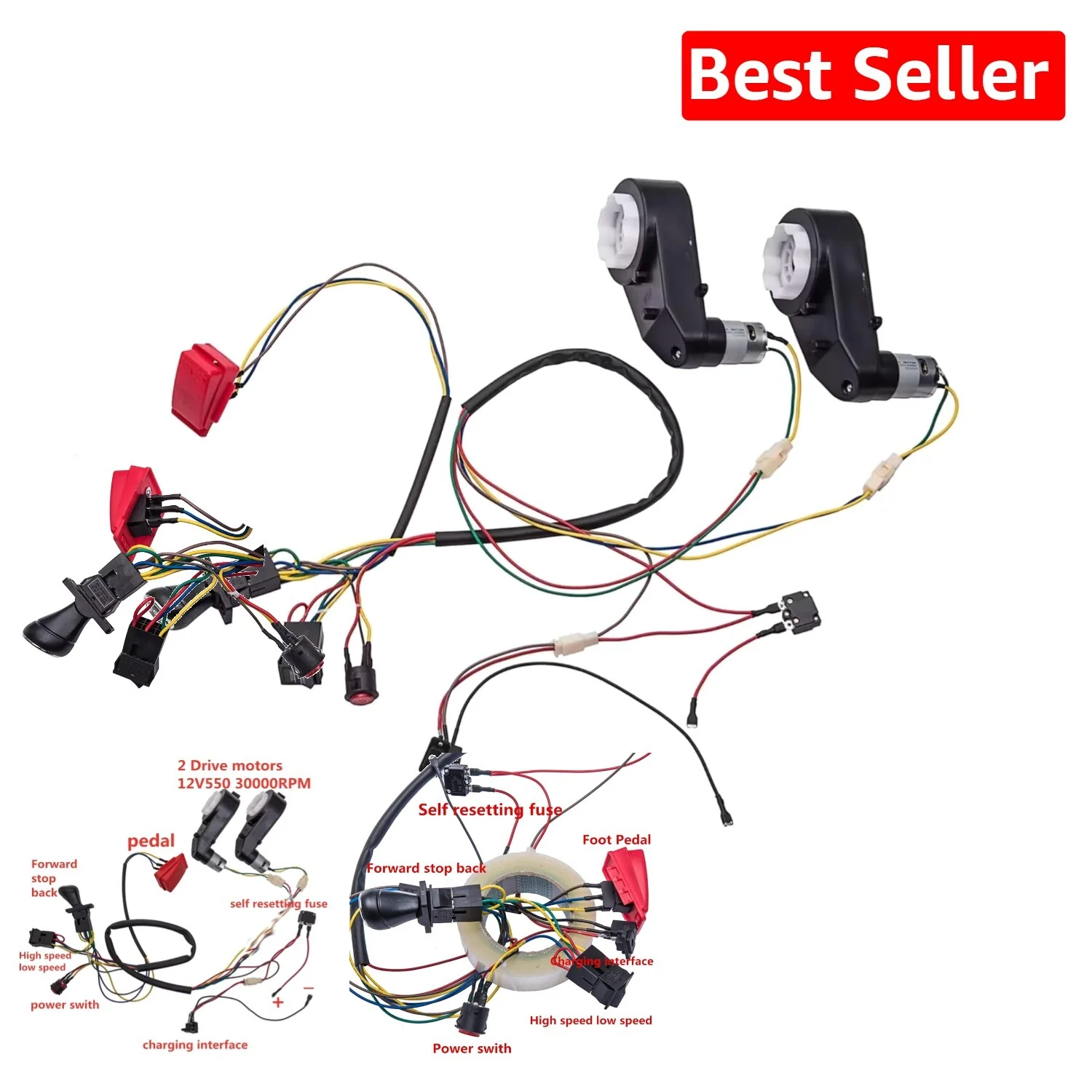 Complete Modification Kit with Gearbox and Wiring for Children’s Electric Cars