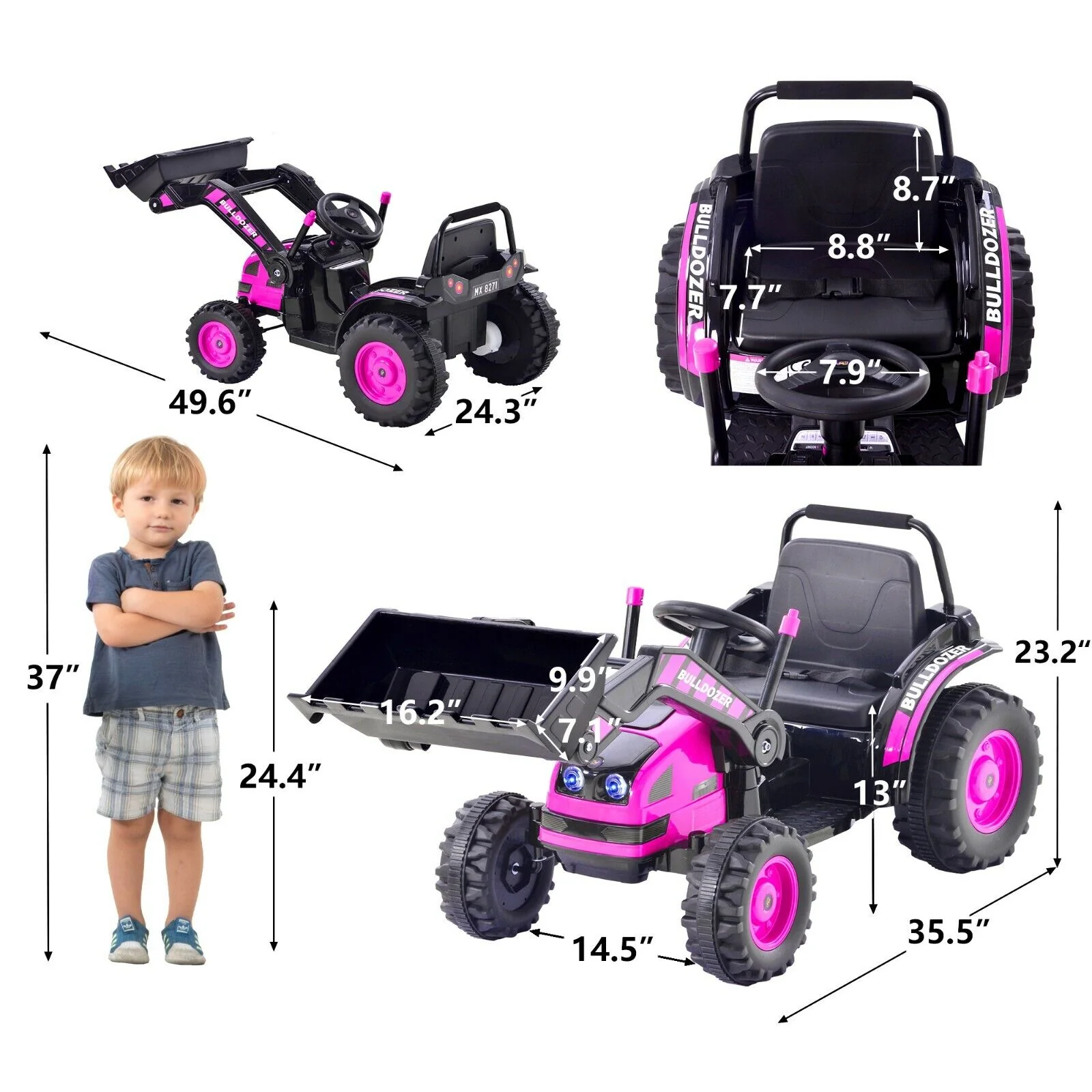 Construction Bulldozer Ride-On Toy for Toddlers - Fun and Durable Ride-On Car - Image 7