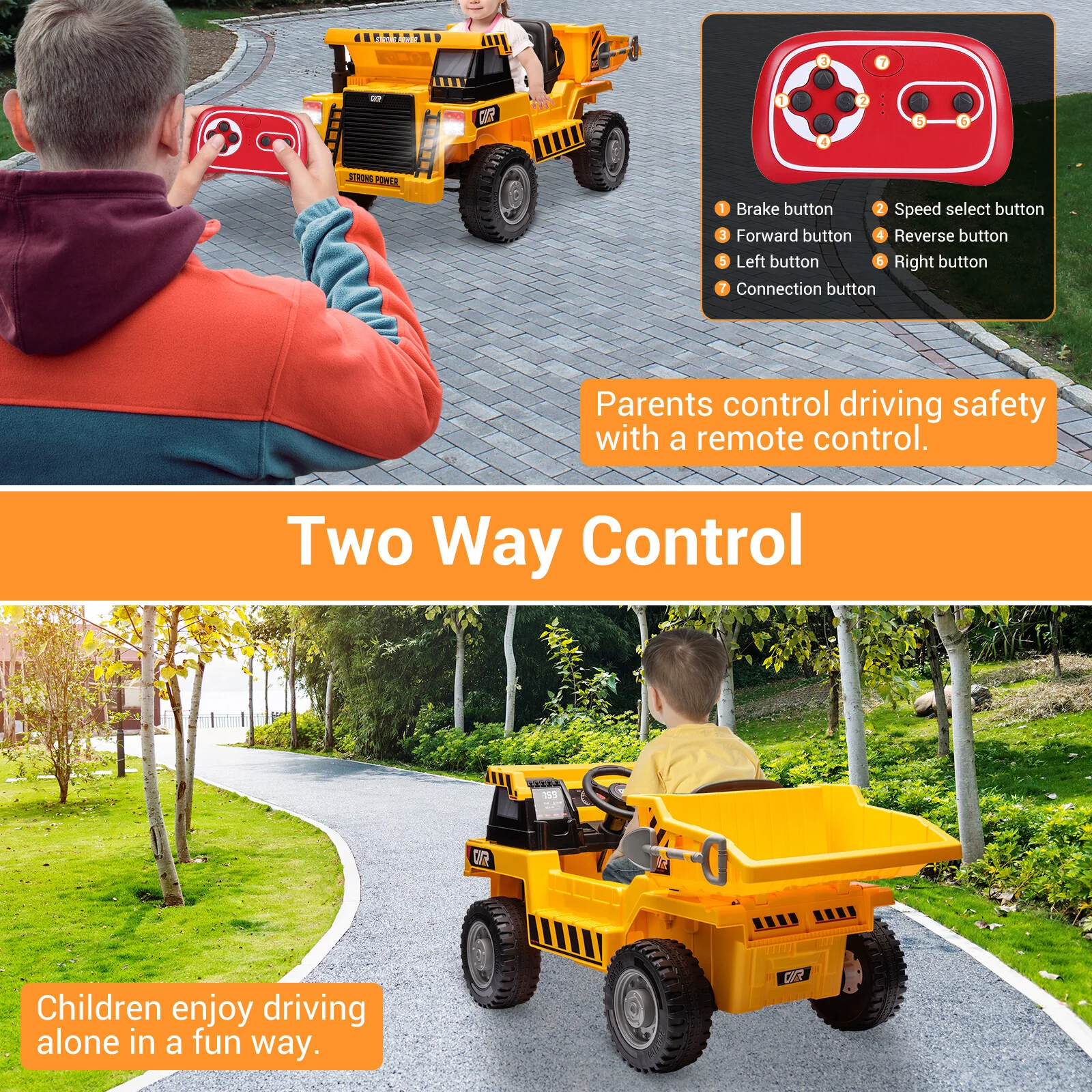 12V Electric Ride-On Construction Dumper Truck for Kids with Remote Control Toy Gift - Image 10