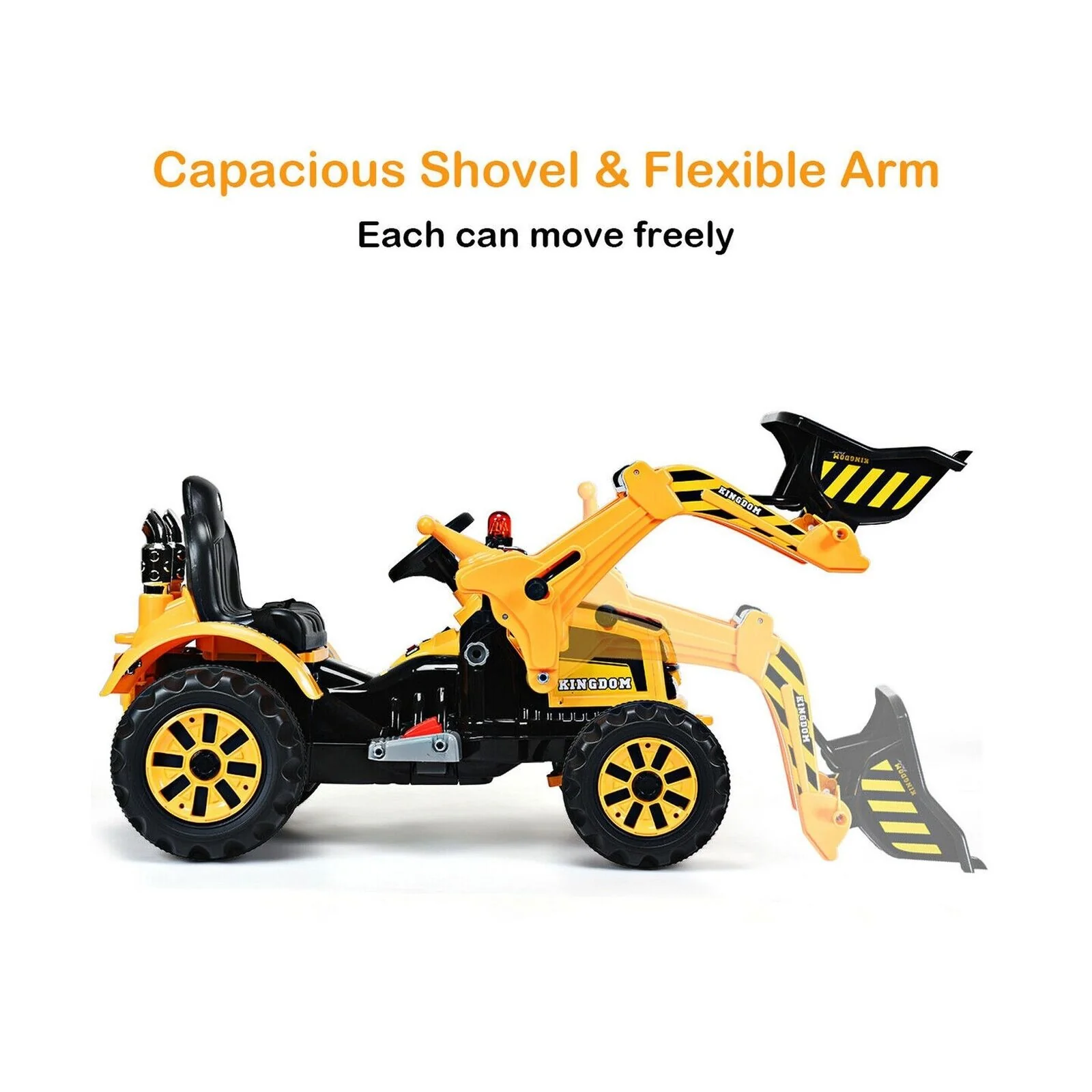 Costway 12V Battery Powered Kids Excavator Truck with Front Loader for Fun Outdoor Play - Image 6