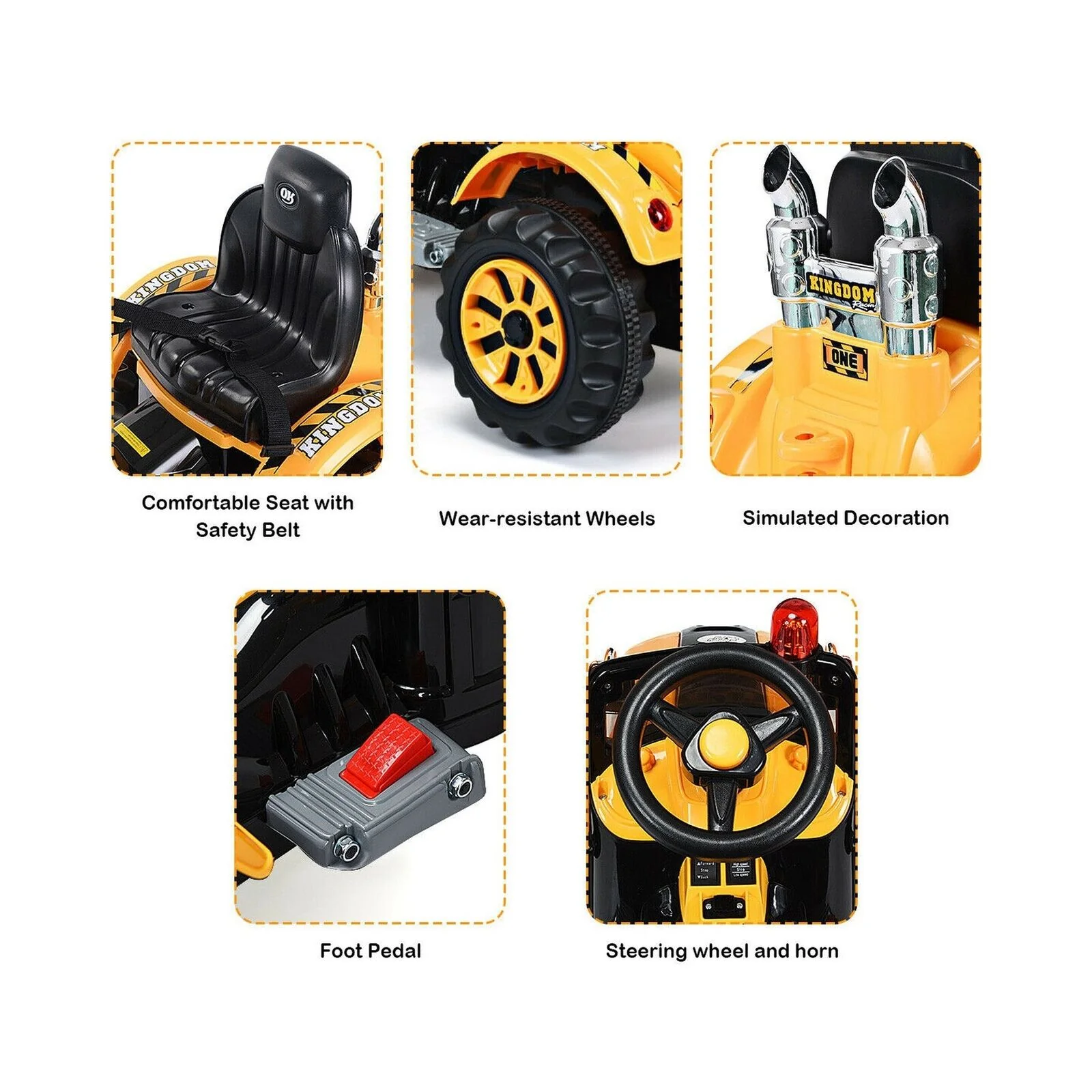 Costway 12V Battery Powered Kids Excavator Truck with Front Loader for Fun Outdoor Play - Image 8