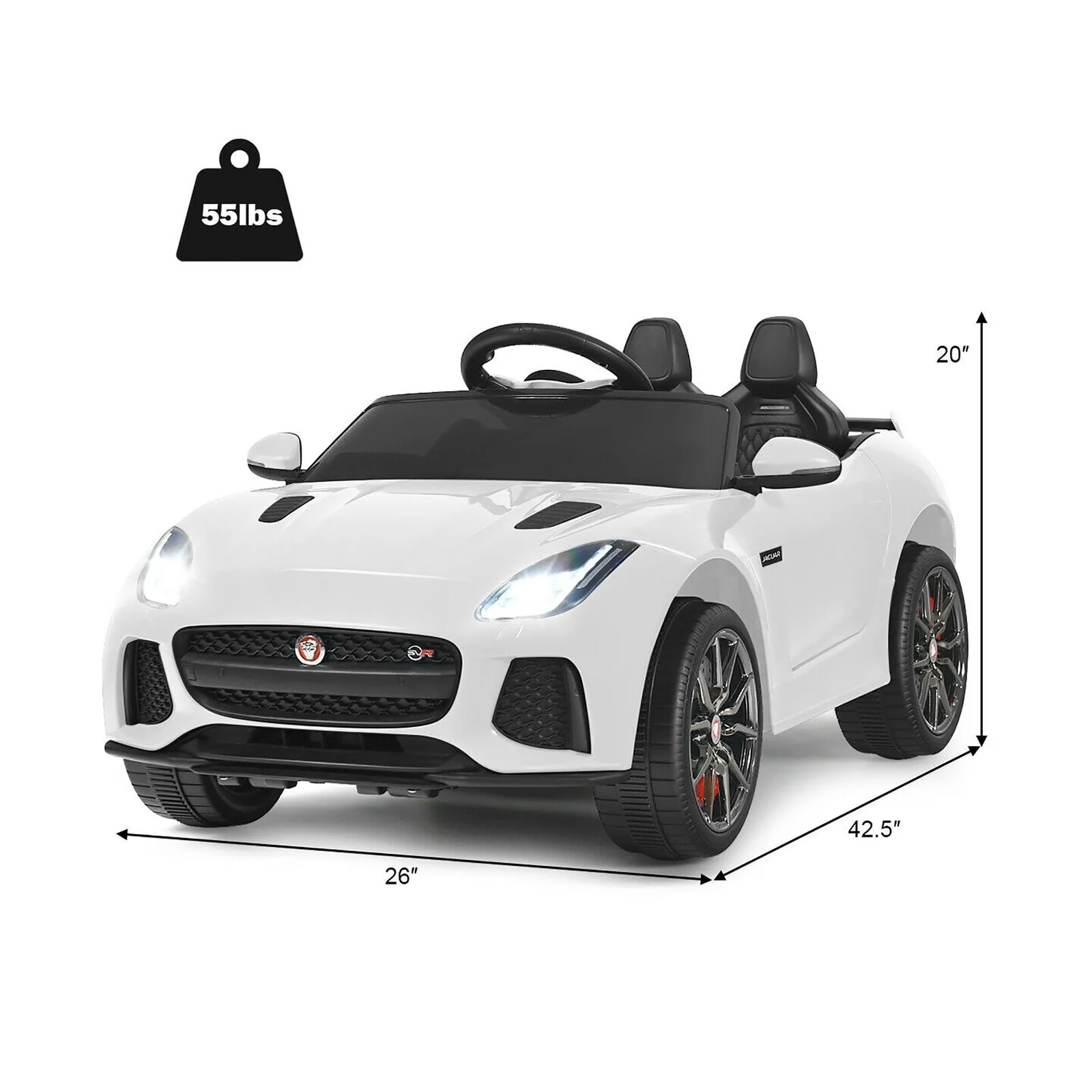 Costway 12V Jaguar F-Type SVR Licensed Kids Ride On Car with Motorized Function - Image 4