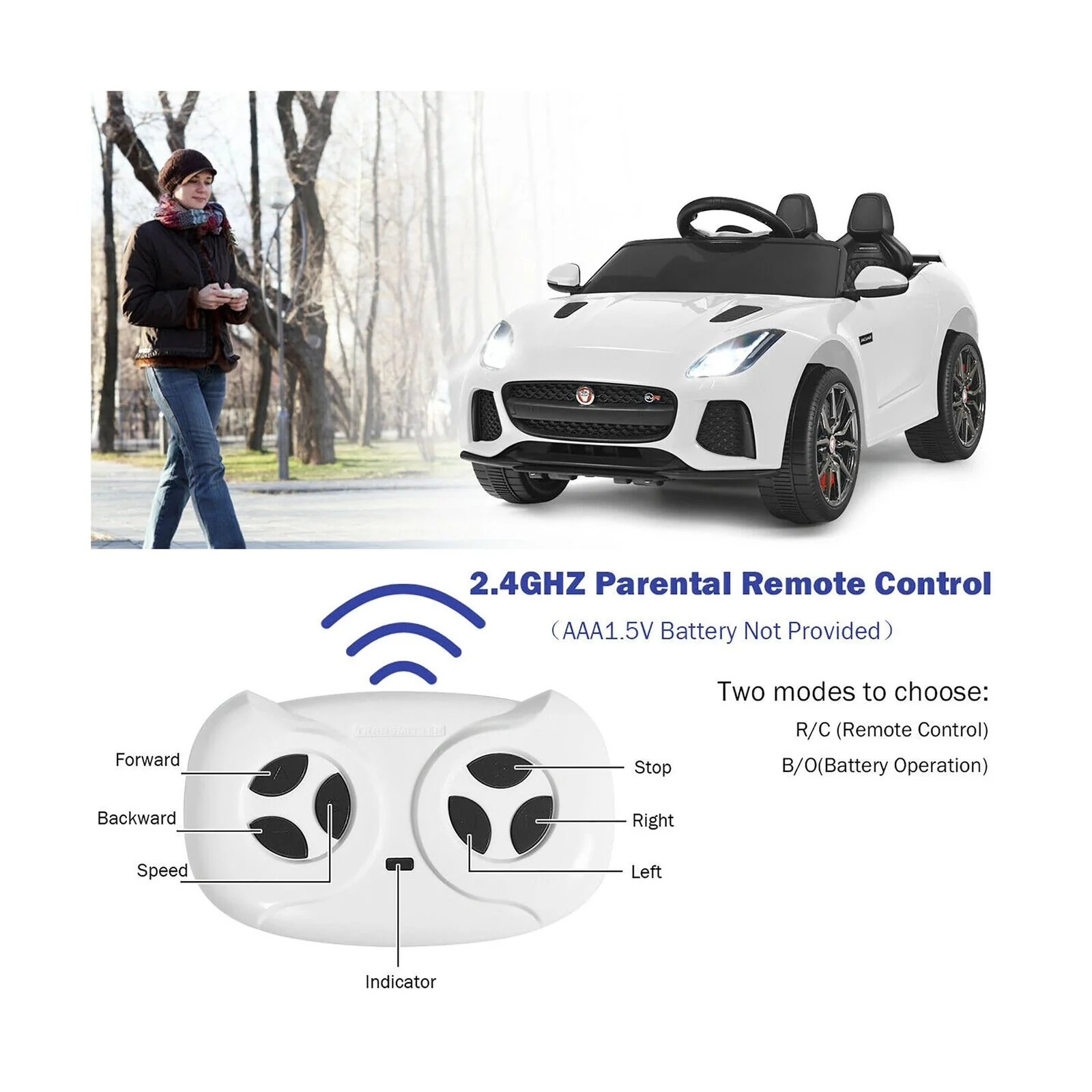 Costway 12V Jaguar F-Type SVR Licensed Kids Ride On Car with Motorized Function - Image 5