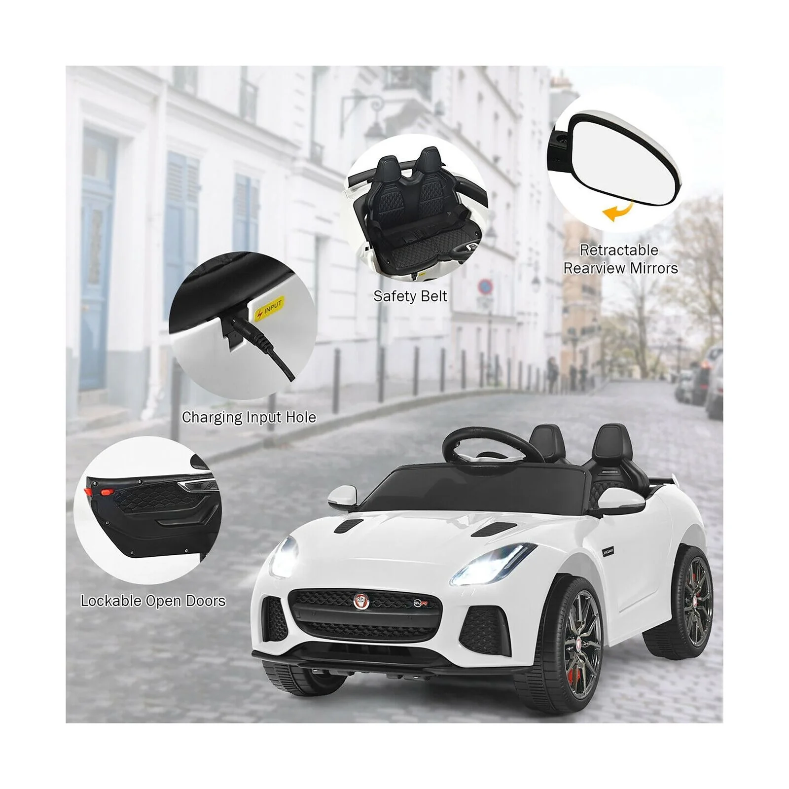 Costway 12V Jaguar F-Type SVR Licensed Kids Ride On Car with Motorized Function - Image 7