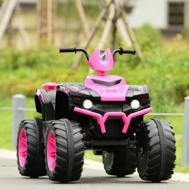 Costway 12V Kids Electric ATV Quad Ride On Car with LED Light and Music in Pink - Image 5