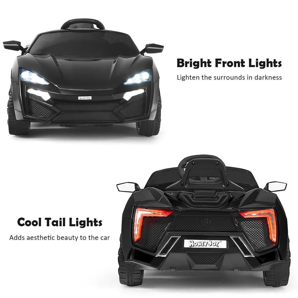 Costway 12V Kids Ride-On Car with Remote Control, Lights, MP3 Player, and Openable Doors - Image 4