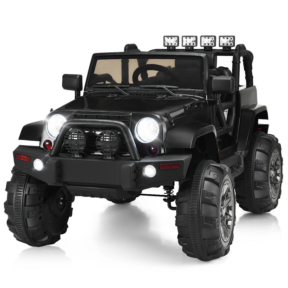 12V Kids Ride-On Truck Car with Remote Control, MP3 Music, and LED Lights - Black