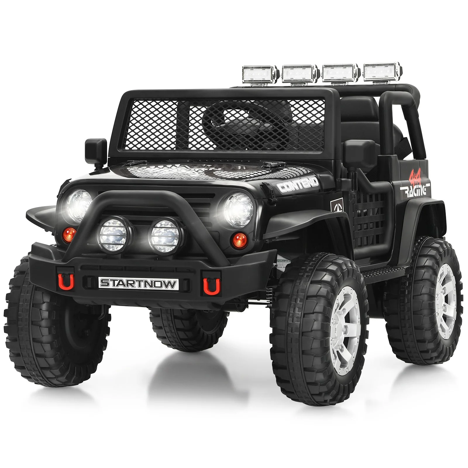 12V Kids Electric Ride-On Truck with Remote Control, Lights, and Music - Black