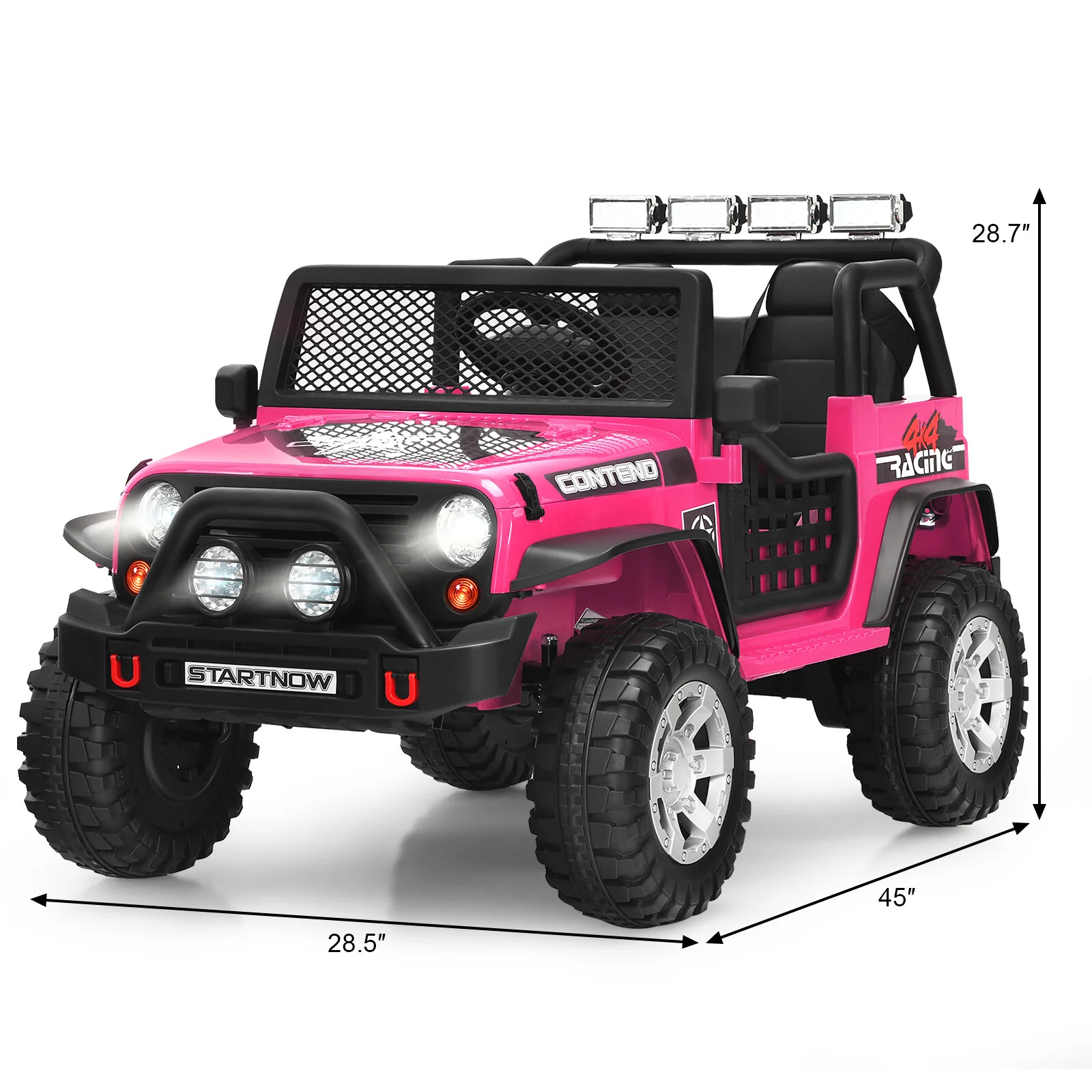 12V Kids Electric Ride-On Truck with Remote Control, Lights, and Music - Pink - Image 2